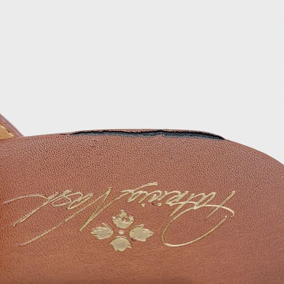 Patricia Nash Sandals Womens Size 8.5 M Luca Leather Slide Wedge Cognac Heels - Picture 16 of 16